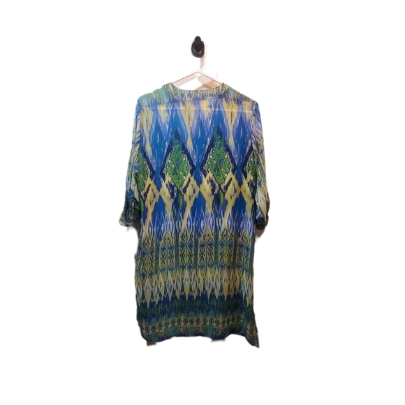 CHICOS Ikat Breeze Multicolored Semi-Sheer Tunic Woman's Size 1 - Picture 5 of 9